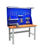 Töölaud 1600x700 mm LED-valgusti ja perforeeritud plekiga, PREXP607