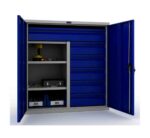 Metal cabinet for tools 1000x950x500 mm, with partition and one large and five small drawers, PR100215
