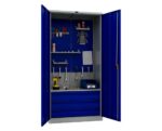 Metal cabinet for tools 1900x950x500 mm, with three drawers and perforated sheet, PR041030