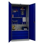 Metal cabinet for tools 1900x950x500 mm, with three drawers and perforated sheet, PR041030