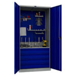 Metal cabinet for tools 1900x950x500 mm, with four drawers and perforated sheet, PR041040