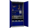 Metallkapp tööriistadele 1900x950x500 mm, kahe riiuli, kahe sahtli ja perforeeritud plekiga, PR042020