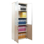 Office cabinet PRMV 2080/2K, 2030x800x420 mm, oak, frosted glass