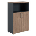 Toimistokaappi PRMV 1280/2, 1230x800x420 mm, tumma pähkinäpintainen