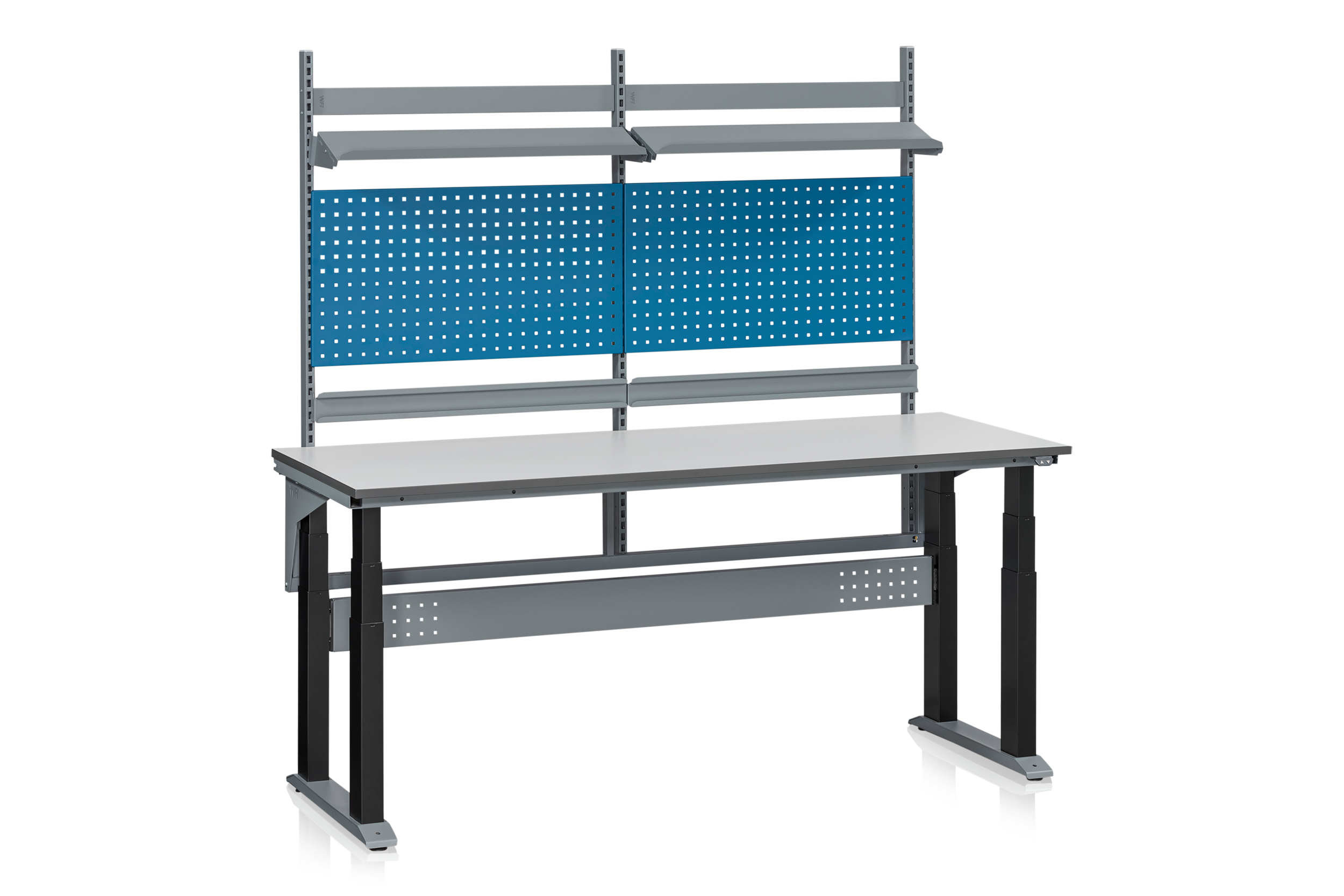 arbetsbord-4-pelare-w280-2000x800-gra-laminat-komplett-a-11-280-110 Elektriline töölaud, 2000x800 mm, WF11-280-110 - Image 1